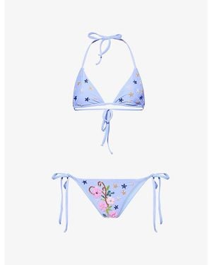 Oceanus Coral Star Hand-Beaded Bikini Set - White