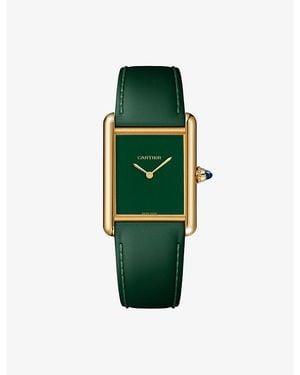 Cartier Crwgta0286 Tank Louis Large 18Ct- And Leather Mechanical Watch - Green