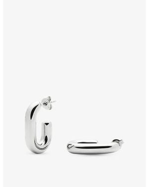 Missoma Chubby Oval Small Platinum Pvd-Plated Stainless-Steel Hoop Earrings - White
