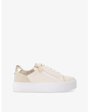 Carvela Kurt Geiger Statement Zip Faux-Leather Low-Top Trainers - White