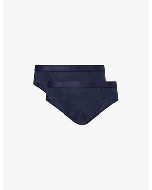 FALKE Daily Comfort Pack Of Two Stretch-Cotton Briefs - Blue
