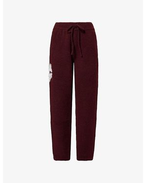 The Couture Club Monogram Fluffy Knitted Jogging Bottoms - Red