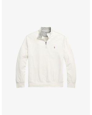 Polo Ralph Lauren Logo-Embroidered Half-Zip Jersey Sweatshirt - White