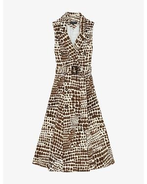 Reiss Concordia Animal-Print Stretch-Cotton Midi Dress - Natural