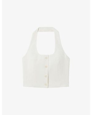 Claudie Pierlot Halterneck Cropped Lyocell-Blend Waistcoat - White