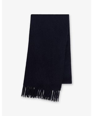 Sandro Fringed-Trim Wool And Cashmere-Blend Scarf - Blue