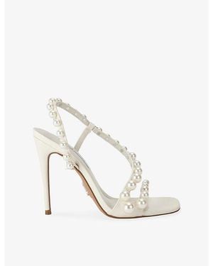 Steve Madden Nylie Faux-Pearl Embellished Heeled Sandals - White