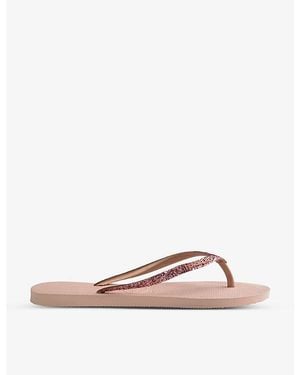 Havaianas Slim Glitter Ii Embellished Rubber Flip Flops - Pink