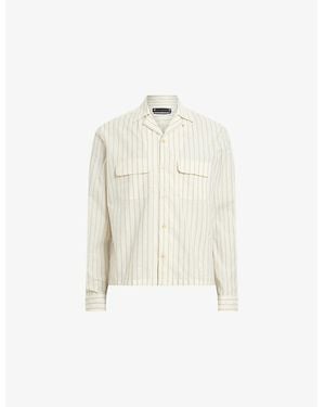AllSaints Stanley Striped Long-Sleeve Cotton Shirt - White