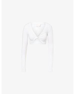 Sisterly Tribe Twist Long-Sleeve Stretch-Cotton Top - White