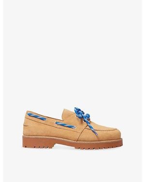 Claudie Pierlot Lace-Up Suede Boat Shoes - Natural