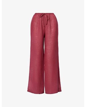 Cheap Monday Belize Wide-Leg Linen Pants - Red