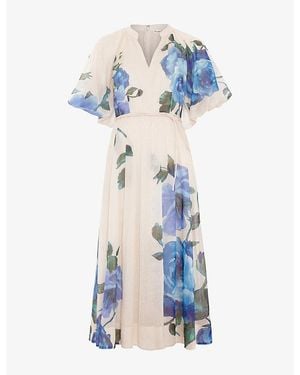 Phase Eight Adeline Floral-Print Woven Midi Dress - Blue