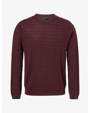 Emporio Armani Geometric-Knit Wool-Blend Jumper - Purple