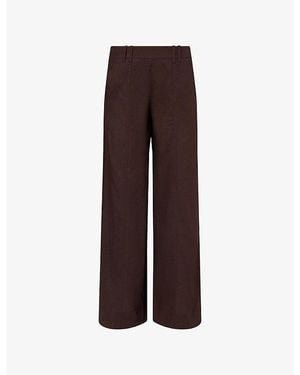ME+EM Wide-Leg Crease-Less Linen Trousers - Brown