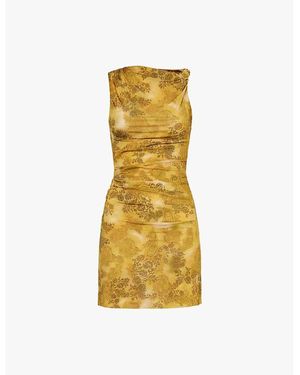 Bec & Bridge Rianna Floral-Paisley-Print Slim-Fit Stretch-Woven Mini Dress - Yellow