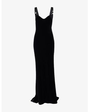 Galvan London Avedon Velvet Stretch-Woven Maxi Dress - Black