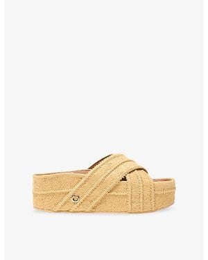 Maje Platform Cross-Strap Woven Sandals - Natural
