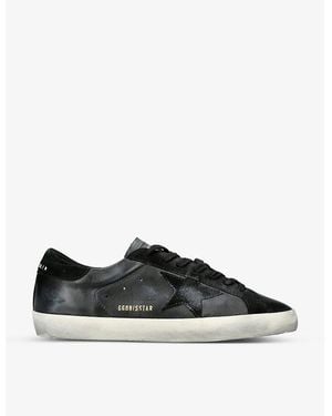 Golden Goose Super-Star Logo-Embossed Leather And Suede Trainers - Black