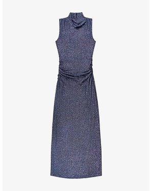 Ro&zo Robyn Sparkle Cowl-Neck Stretch-Woven Midi Dress - Blue