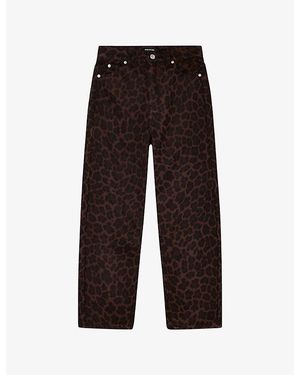 Whistles Leopard-Print Barrel-Leg Jean - Black
