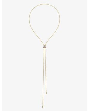 Boucheron Quatre Edition Large 18Ct-, -, Rose-, Ceramic And 0.33Ct Round-Cut Diamond Tie Necklace - White