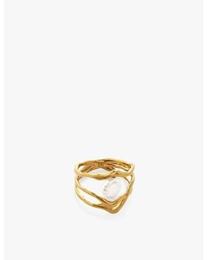 Monica Vinader X Amy Powney Keshi Pearl 18Ct-Plated Vermeil Sterling- And Pearl Ring - Metallic