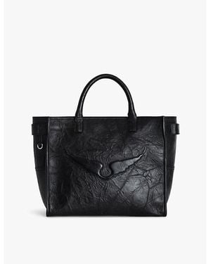 Zadig & Voltaire Angel Crinkle-Effect Leather Tote Bag - Black