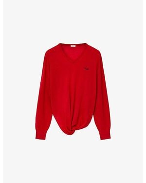 Loewe Logo-Embroidered Twisted-Side Wool Jumper