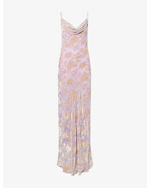 Rat & Boa Athena Flocked-Print Silk-Blend Maxi Dress - Pink