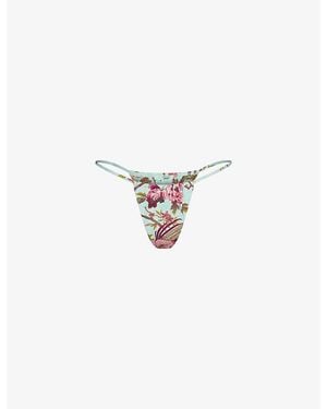 Skims Roberto Cavalli X Dipped String Printed Bikini Bottoms - White