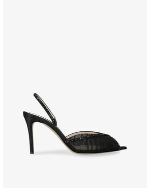Andrea Wazen Katy 85 Mesh Heeled Slingbacks - Black