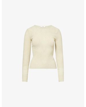 FRAME The Dimensional Long-Sleeve Mesh Top - Natural