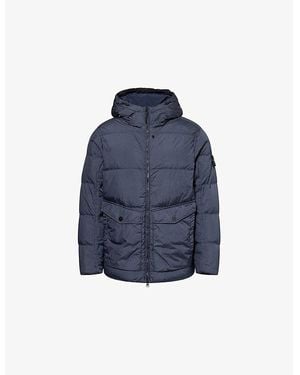Stone Island Crinkle Padded Shell Parka Jacket - Blue