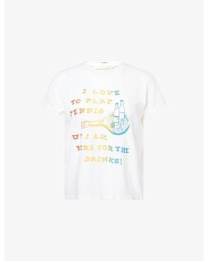 Mother The Boxy Goodie Goodie Slogan Cotton T-Shirt - White