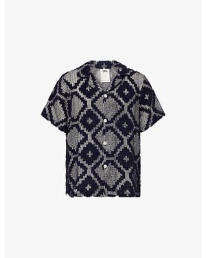 Oas Trastevere Cuba Cotton-Blend Crochet Shirt - Blue