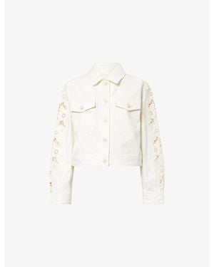 PAIGE Michele Embroidered Denim Jacket - White