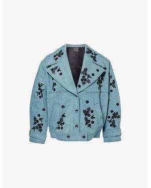 Huishan Zhang Emerson Sequin-Embellishment Relaxed-Fit Denim Jacket - Blue