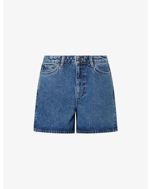 Skall Studio Willie High-Waist Cotton Denim Shorts - Blue