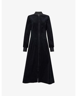 ME+EM Pleated-Waist Cotton Corduroy Midi Dress - Black