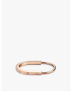 Tiffany & Co. Tiffany Lock 18Ct Rose- And 0.31Ct Diamond Bangle Bracelet - Natural