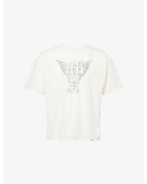 Represent Logo-Print Crewneck Cotton-Blend T-Shirt - White