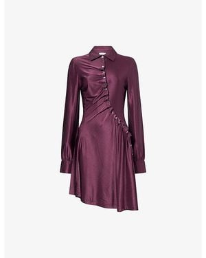 Rabanne Pleated Jersey-Satin Mini Dress - Purple