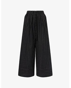 Dissh Boston Striped Linen-Cotton Trousers - Black