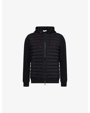 Arne Hybrid Hooded Quilted Woven Jacket - Black
