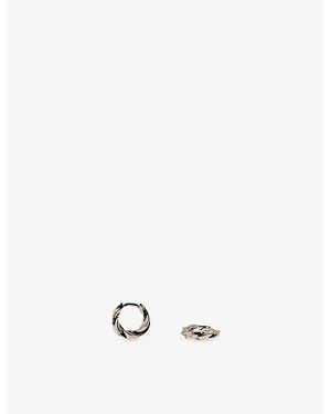 Astrid & Miyu Cosmic Rhodium Plated Brass Twist Huggies - White