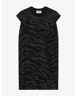 Zadig & Voltaire Roe Rhinestone-Embellished Cotton Mini Dress - Black