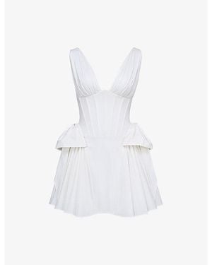 House Of Cb Amalia Corset-Bodice Stretch-Cotton Mini Dress - White