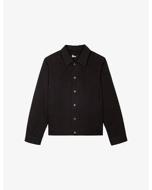 The Kooples Collared Graphic-Print Denim Jacket - Black