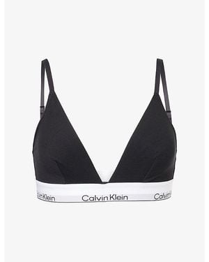 Calvin Klein Icon Unlined Cotton-Modal Jersey Triangle Bralette - Black